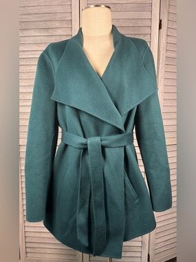 J. Jill Deep Teal Wool Angora Blend Wrap Coat - Large